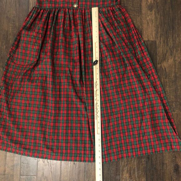 90s Maxi Sz Small Christmas Dress Jumper Pockets Pinafore Ugly Cute Grandmacore‎ - Picture 8 of 12